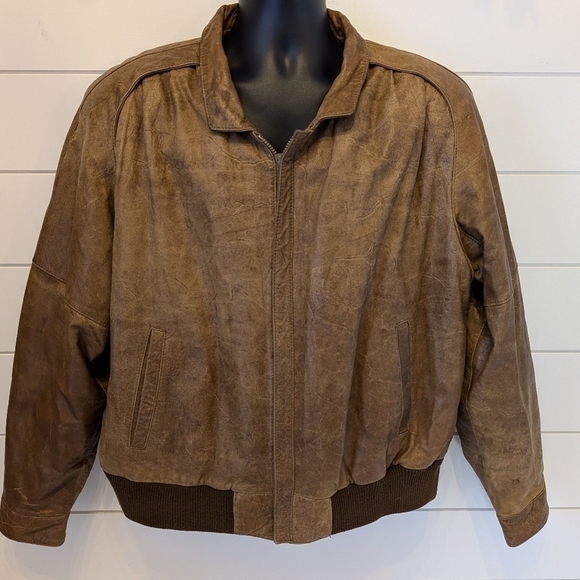 Vintage New Zealand Outback Leather Bomber Jacket Brown Men's 46 - Picture 1 of 12